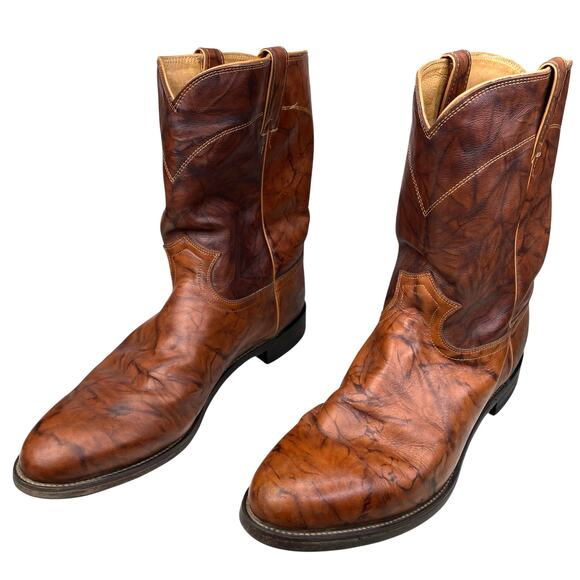 Justin Men’s Jackson Brown Leather Marbled Western Cowboy Boot Size US 13 D - Picture 6 of 10